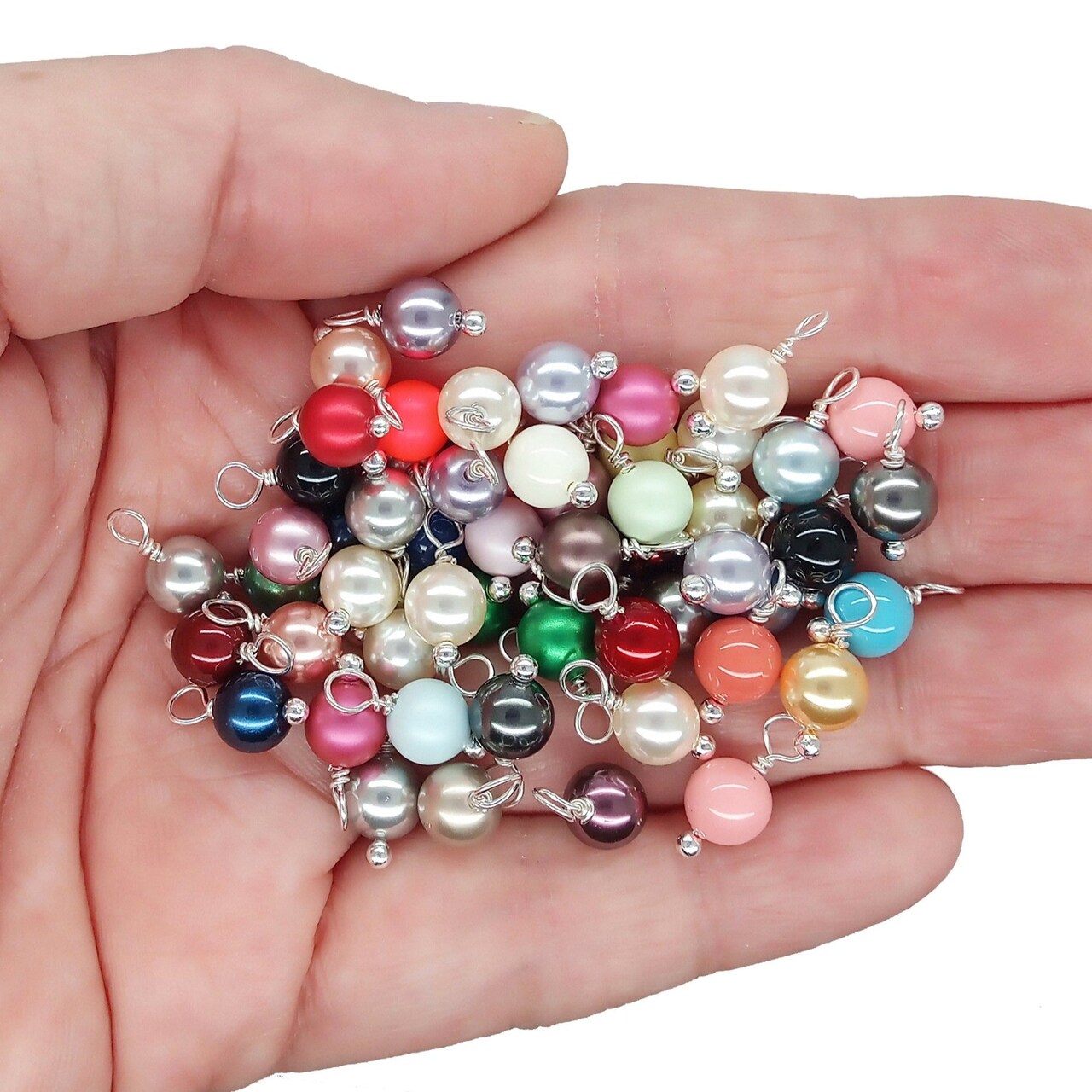 Pearl Charm Grab Bag, 25 pieces, 6mm Crystal Pearl Dangle Mix, Adorabilities